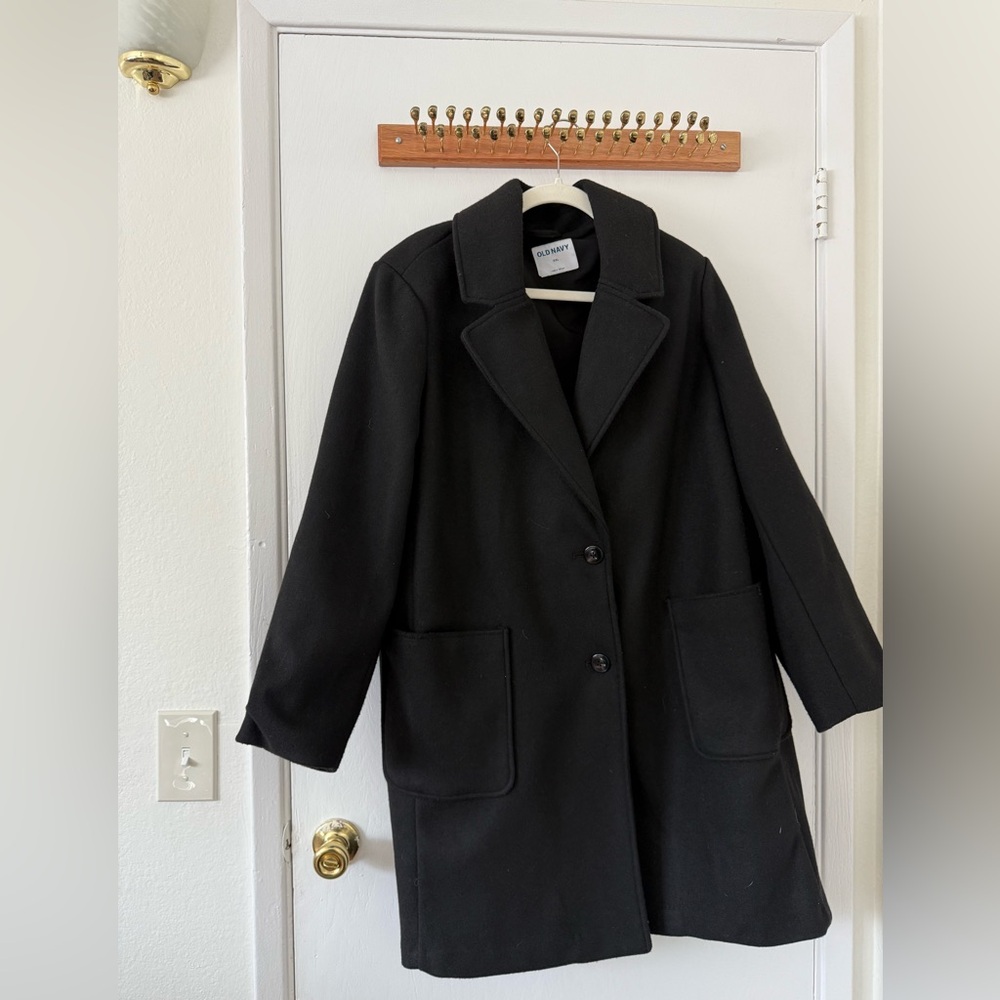 2XL Black mid length coat